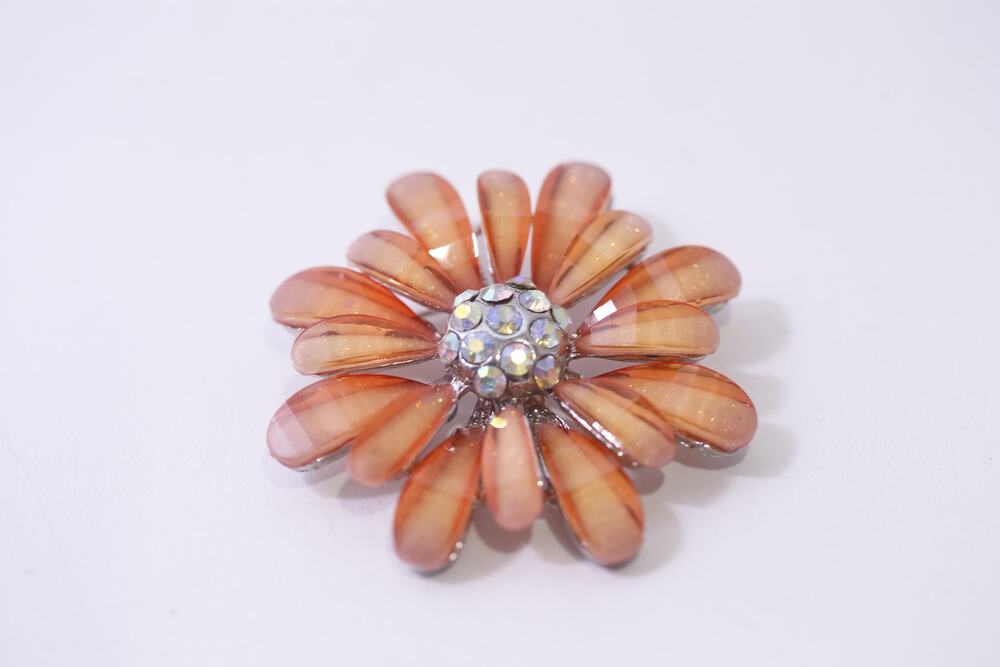 Robert Rose, Orange Flower, Brooch, Vintage, Pin, Statement Piece ~260120-WH 905